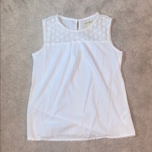 White Lace Sleeveless Blouse